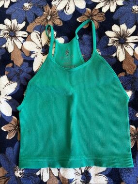 Ribbed Green Cropped Tank Top